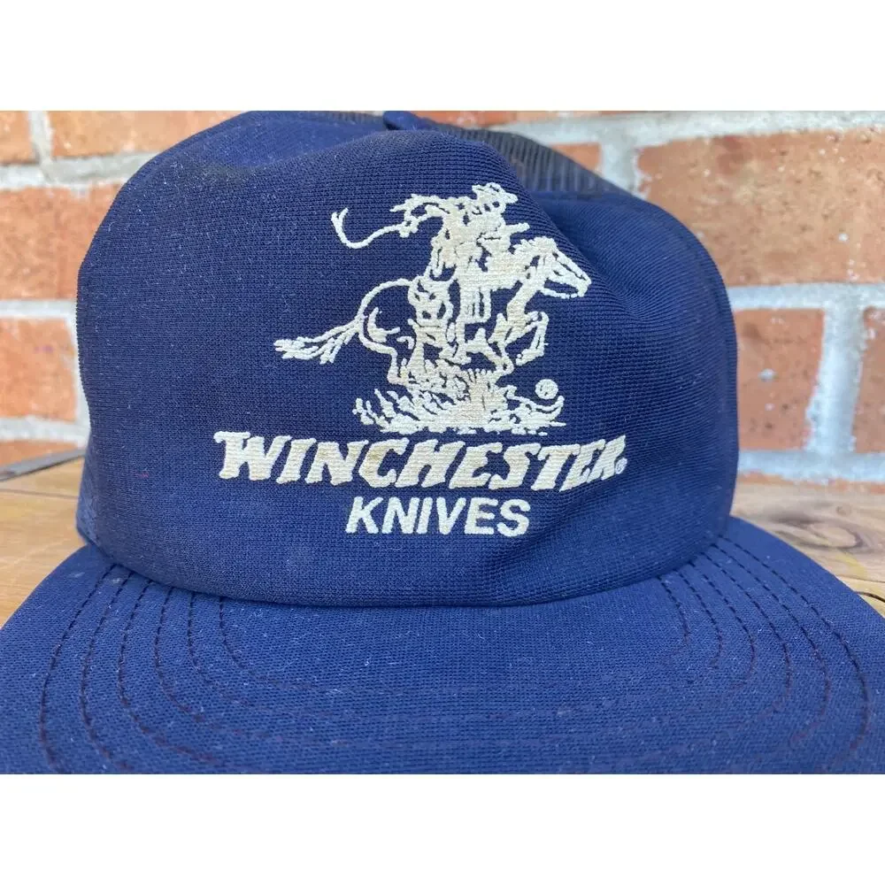 Vintage Winchester Knives Ball Cap Trucker Hat, Adjustable Snap Back Cowboy Logo